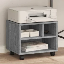 vidaXL Printerkastje met wielen 41x32x34,5 cm grijs sonoma eikenkleur