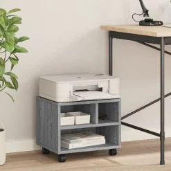 vidaXL Printerkastje met wielen 41x32x34,5 cm grijs sonoma eikenkleur