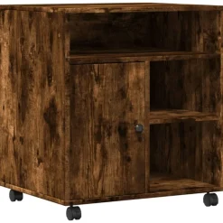 vidaXL Printerkastje met wielen 60x50x67 cm gerookt eikenkleurig