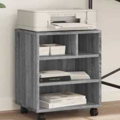 vidaXL Printerkastje met wielen 41x32x48 cm grijs sonoma eikenkleur