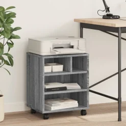 vidaXL Printerkastje met wielen 41x32x48 cm grijs sonoma eikenkleur
