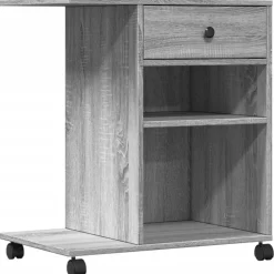 vidaXL Printerkastje met wielen 60x40x68,5 cm grijs sonoma eikenkleur