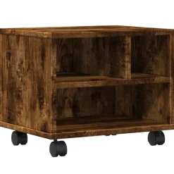 vidaXL Printerkastje met wielen 41x32x34,5 cm gerookt eikenkleurig