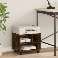 vidaXL Printerkastje met wielen 41x32x34,5 cm gerookt eikenkleurig