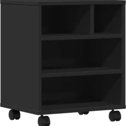 vidaXL Printerkastje met wielen 41x32x48 cm zwart