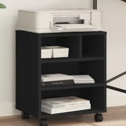 vidaXL Printerkastje met wielen 41x32x48 cm zwart