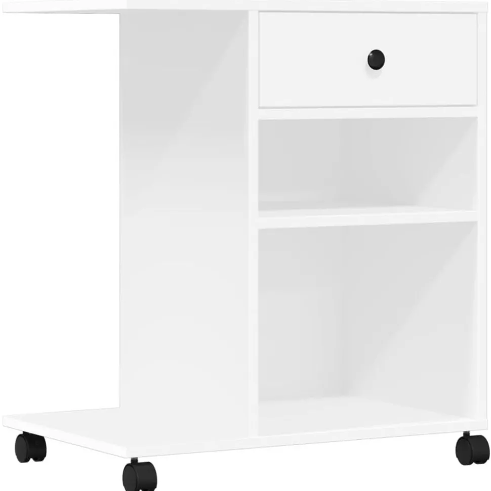 vidaXL Printerkastje met wielen 60x40x68,5 cm wit