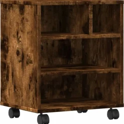 vidaXL Printerkastje met wielen 41x32x48 cm gerookt eikenkleurig