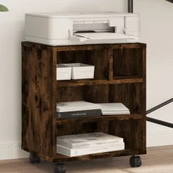 vidaXL Printerkastje met wielen 41x32x48 cm gerookt eikenkleurig