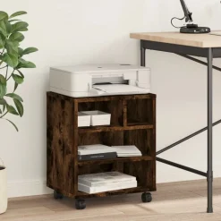 vidaXL Printerkastje met wielen 41x32x48 cm gerookt eikenkleurig
