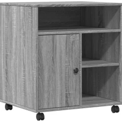 vidaXL Printerkastje met wielen 60x50x67 cm grijs sonoma eikenkleur