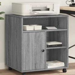 vidaXL Printerkastje met wielen 60x50x67 cm grijs sonoma eikenkleur