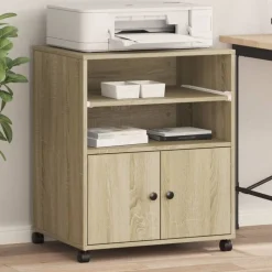 vidaXL Printerkastje met wielen 60x48x74 cm sonoma eikenkleurig