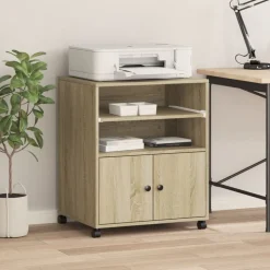 vidaXL Printerkastje met wielen 60x48x74 cm sonoma eikenkleurig
