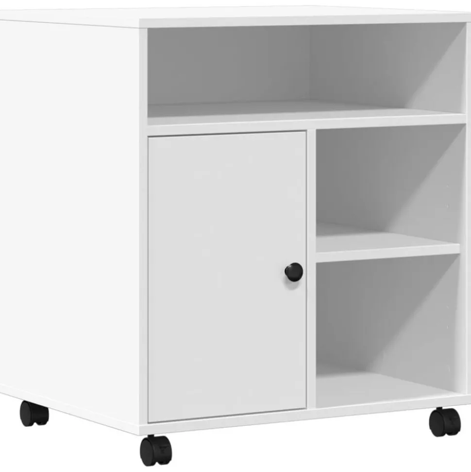 vidaXL Printerkastje met wielen 60x50x67 cm wit