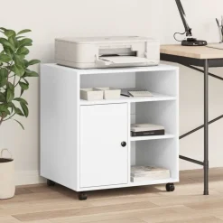 vidaXL Printerkastje met wielen 60x50x67 cm wit