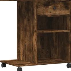 vidaXL Printerkastje met wielen 60x40x68,5 cm gerookt eikenkleurig