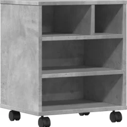 vidaXL Printerkastje met wielen 41x32x48 cm betongrijs