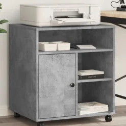vidaXL Printerkastje met wielen 60x50x67 cm betongrijs