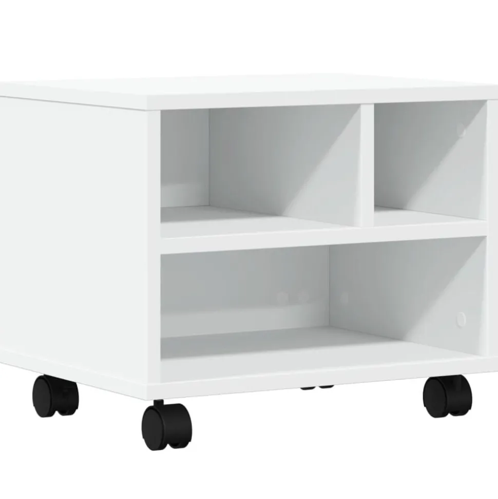 vidaXL Printerkastje met wielen 41x32x34,5 cm wit