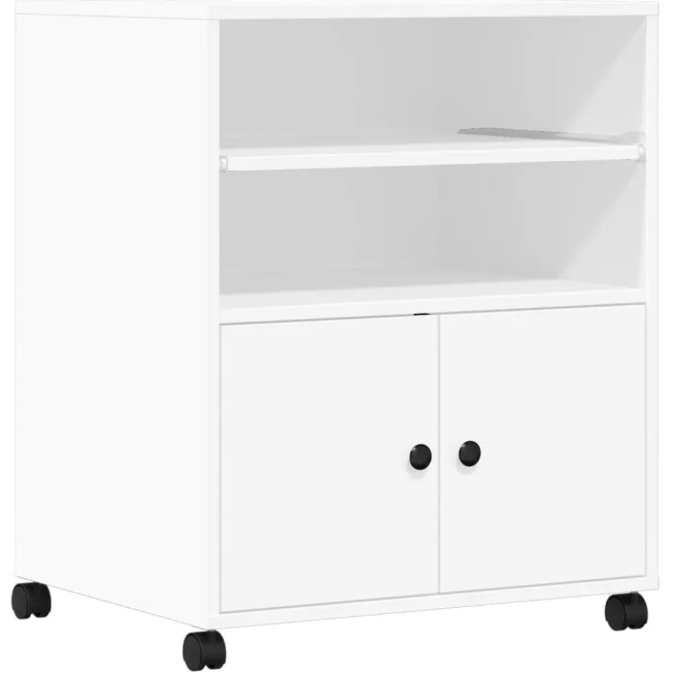 vidaXL Printerkastje met wielen 60x48x74 cm wit