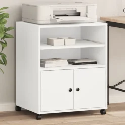 vidaXL Printerkastje met wielen 60x48x74 cm wit