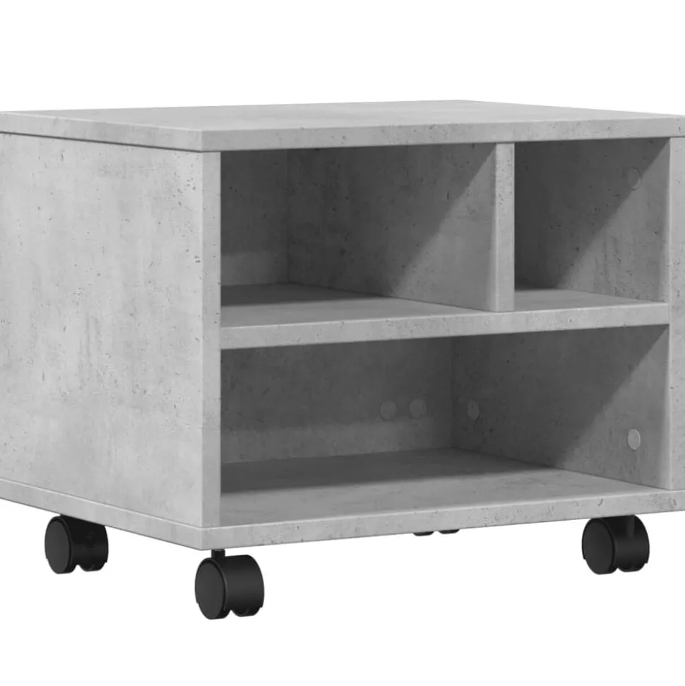 vidaXL Printerkastje met wielen 41x32x34,5 cm betongrijs