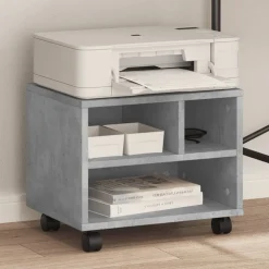 vidaXL Printerkastje met wielen 41x32x34,5 cm betongrijs