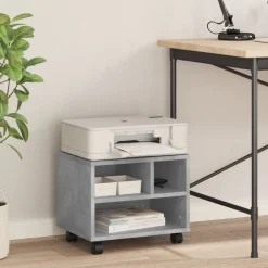 vidaXL Printerkastje met wielen 41x32x34,5 cm betongrijs