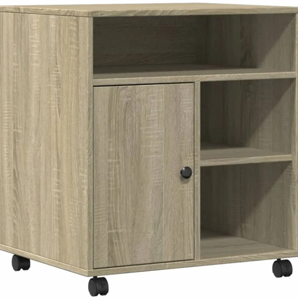 vidaXL Printerkastje met wielen 60x50x67 cm sonoma eikenkleurig