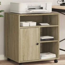 vidaXL Printerkastje met wielen 60x50x67 cm sonoma eikenkleurig