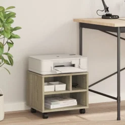 vidaXL Printerkastje met wielen 41x32x34,5 cm sonoma eikenkleurig