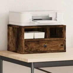 vidaXL Printerkastje 40x32x22,5 cm bewerkt hout gerookt eikenkleurig