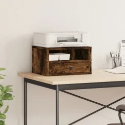 vidaXL Printerkastje 40x32x22,5 cm bewerkt hout gerookt eikenkleurig