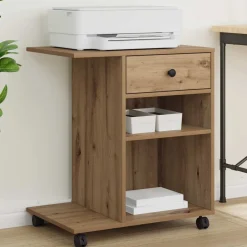 vidaXL Printerstand Ambachtelijk eiken 60 x 40 x 68.5 cm Bewerkt hout