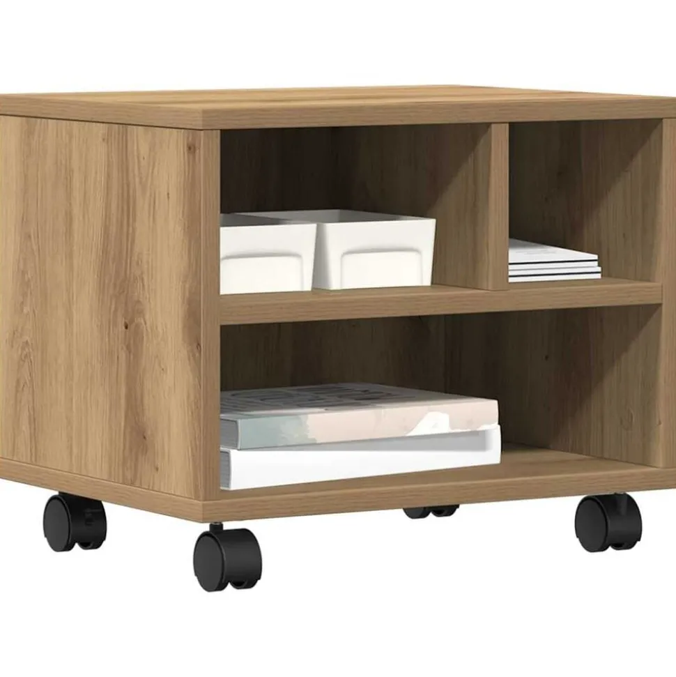vidaXL Printerstand Artisan Eiken 41 x 32 x 34,5 cm Bewerkt hout