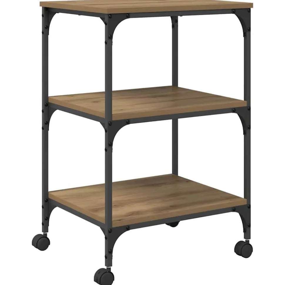 vidaXL Printerstand Artisan Eiken 50 x 41 x 75 cm Bewerkt hout