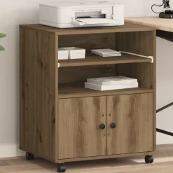 vidaXL Printerstand Artisan Eiken 60 x 48 x 74 cm Bewerkt hout