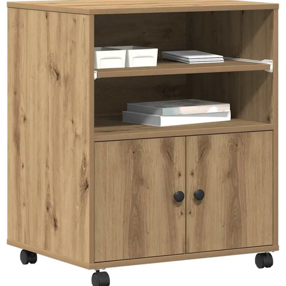 vidaXL Printerstand Artisan Eiken 60 x 48 x 74 cm Bewerkt hout