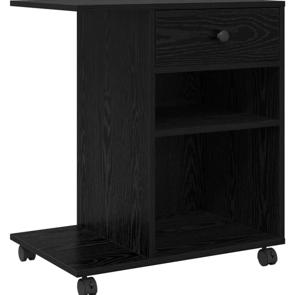 vidaXL Printerstand Effen Zwart Eiken 60 x 40 x 68.5 cm Bewerkt hout