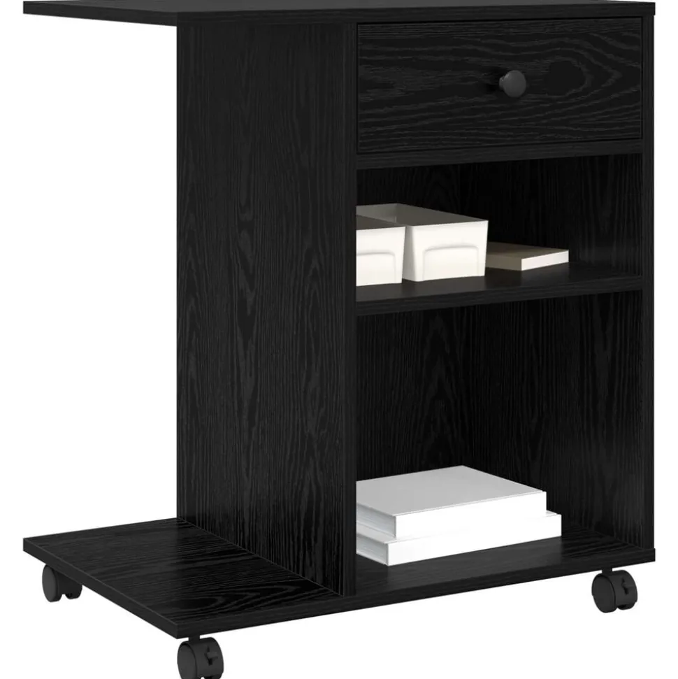 vidaXL Printerstand Effen Zwart Eiken 60 x 40 x 68.5 cm Bewerkt hout