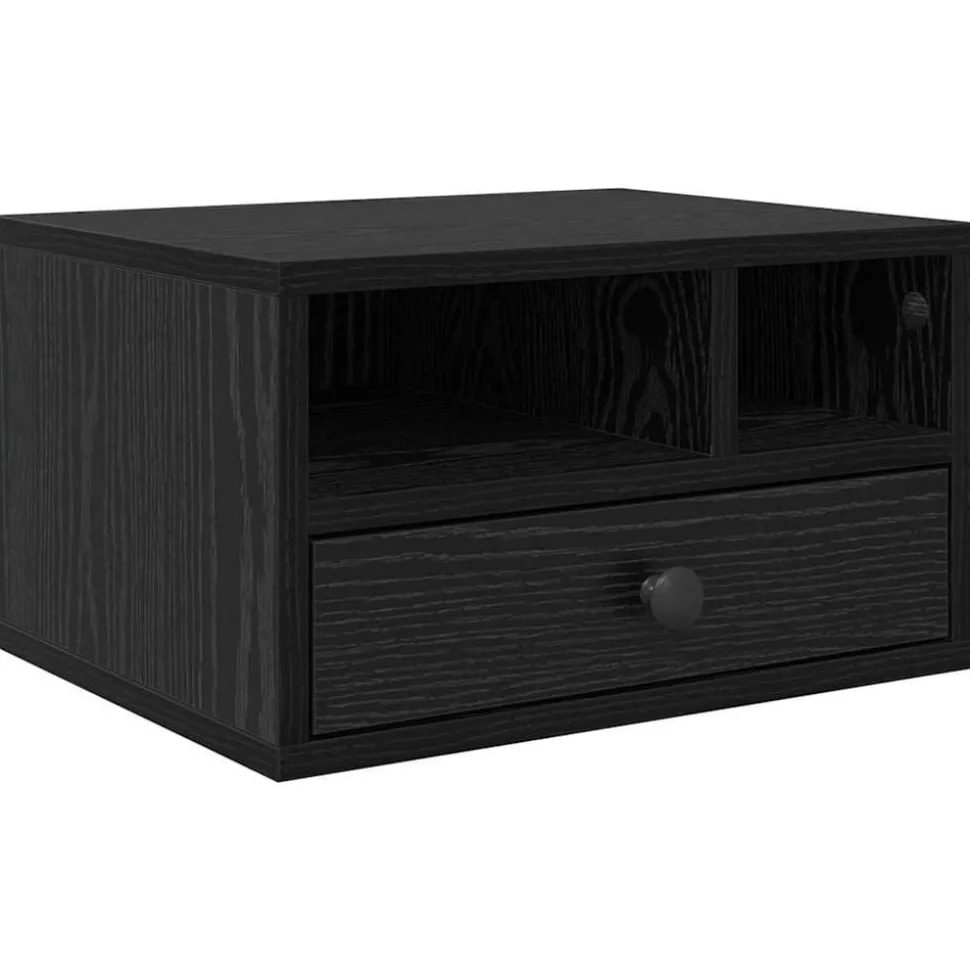 vidaXL Printerstand met lade Zwart Eiken 40 x 32 x 24 cm Bewerkt hout