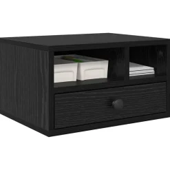 vidaXL Printerstand met lade Zwart Eiken 40 x 32 x 24 cm Bewerkt hout