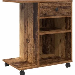 vidaXL Printerstand met lade Oudhout 60 x 40 x 68.5 cm Bewerkt hout