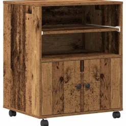 vidaXL Printerstand met opslag Oudhout 60 x 48 x 74 cm Bewerkt hout