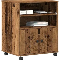 vidaXL Printerstand met opslag Oudhout 60 x 48 x 74 cm Bewerkt hout