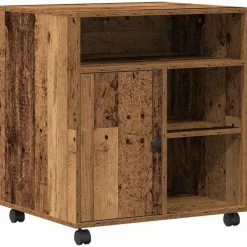 vidaXL Printerstand met opslag Oud hout 60 x 50 x 67 cm Bewerkt hout