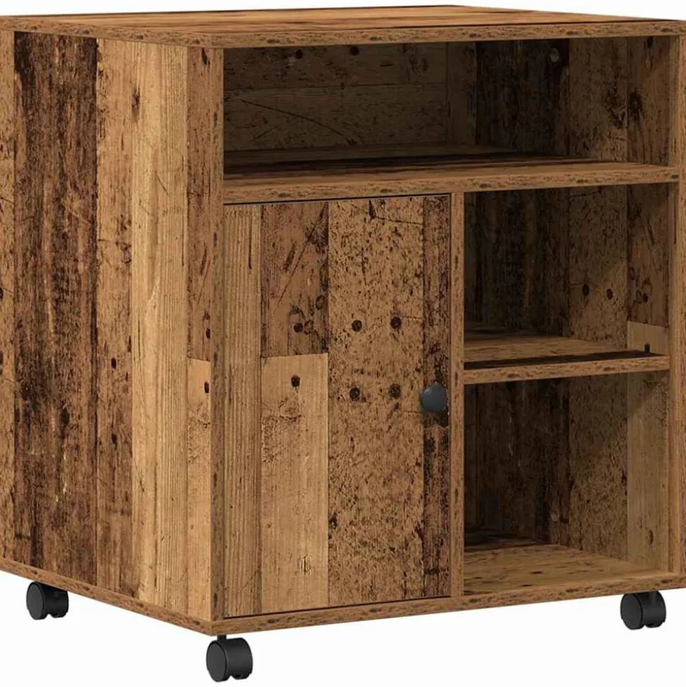 vidaXL Printerstand met opslag Oud hout 60 x 50 x 67 cm Bewerkt hout