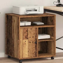 vidaXL Printerstand met opslag Oud hout 60 x 50 x 67 cm Bewerkt hout
