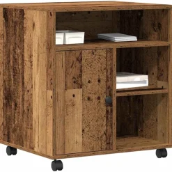 vidaXL Printerstand met opslag Oud hout 60 x 50 x 67 cm Bewerkt hout